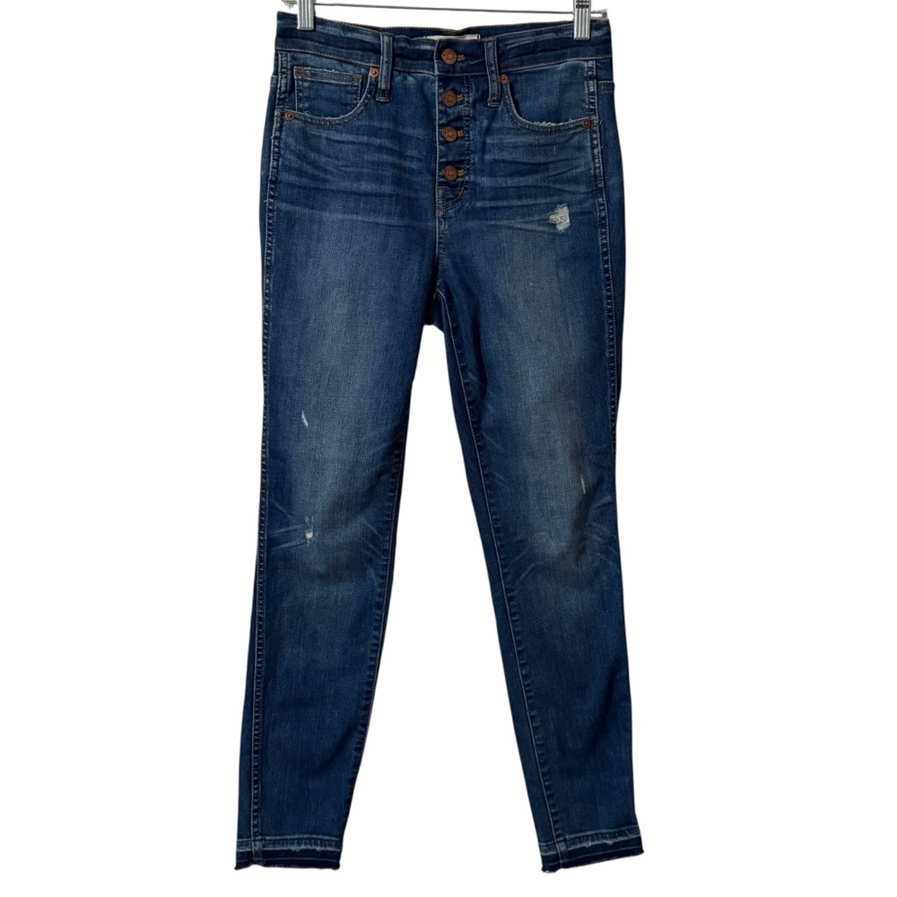 Madewell 10” High Rise Skinny Jean released raw hem distressed denim buttonfly